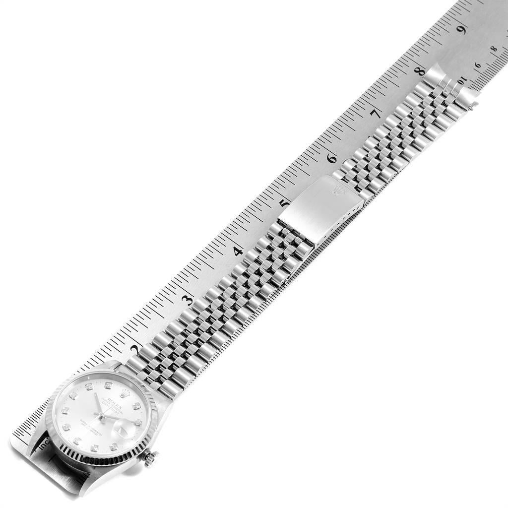 Rolex Datejust Steel White Gold Silver Diamond Dial Men's Watch 16234 For Sale 7
