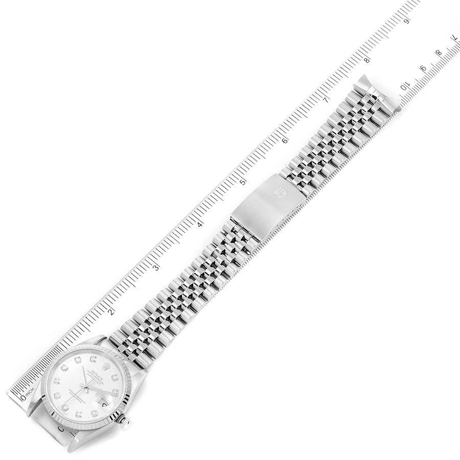 Rolex Datejust Steel White Gold Silver Diamond Dial Men's Watch 16234 7