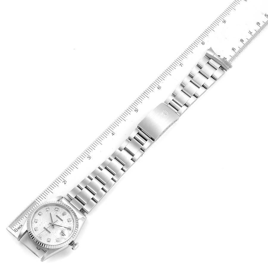 Rolex Datejust Steel White Gold Silver Diamond Dial Mens Watch 16234 4