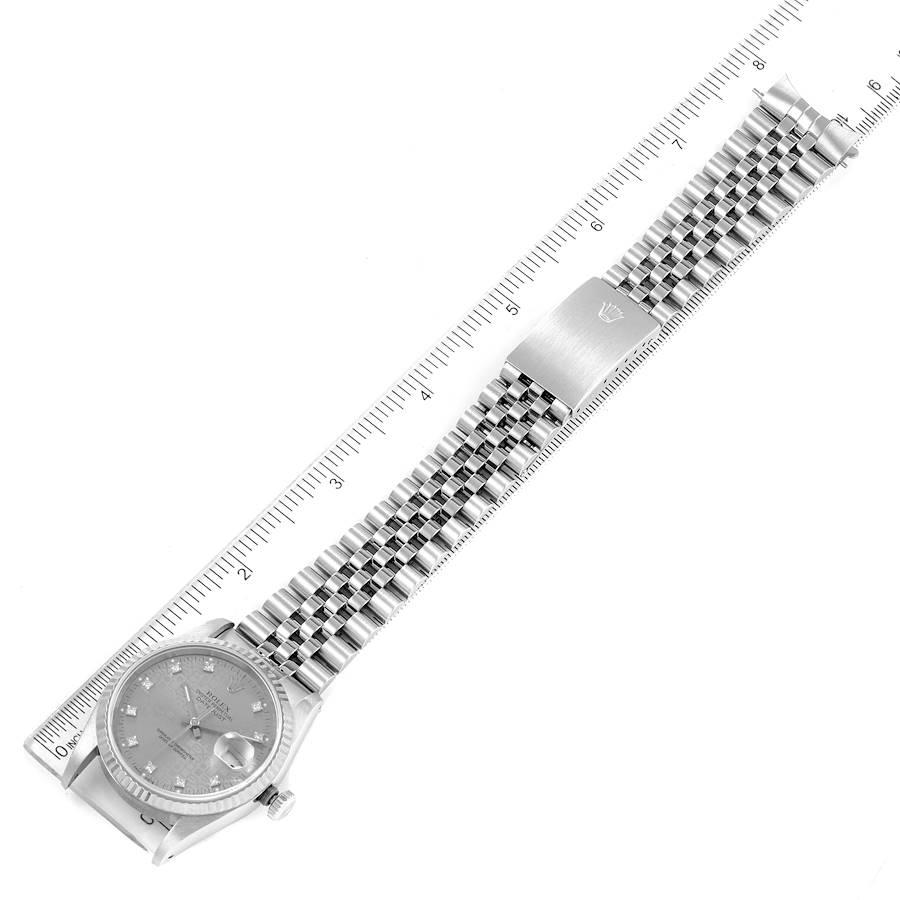 Rolex Datejust Steel White Gold Silver Diamond Dial Mens Watch 16234 For Sale 3