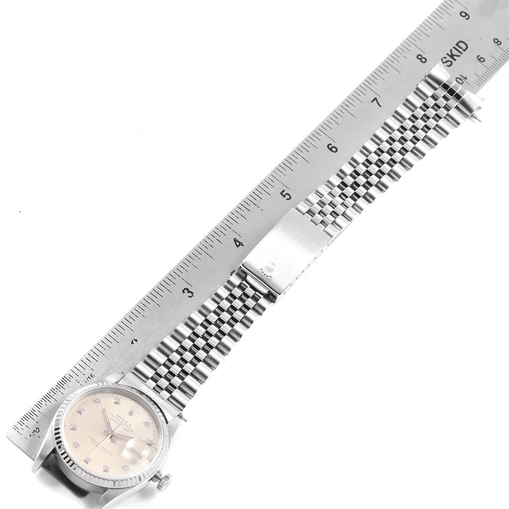 Rolex Datejust Steel White Gold Silver Diamond Dial Men's Watch 16234 9