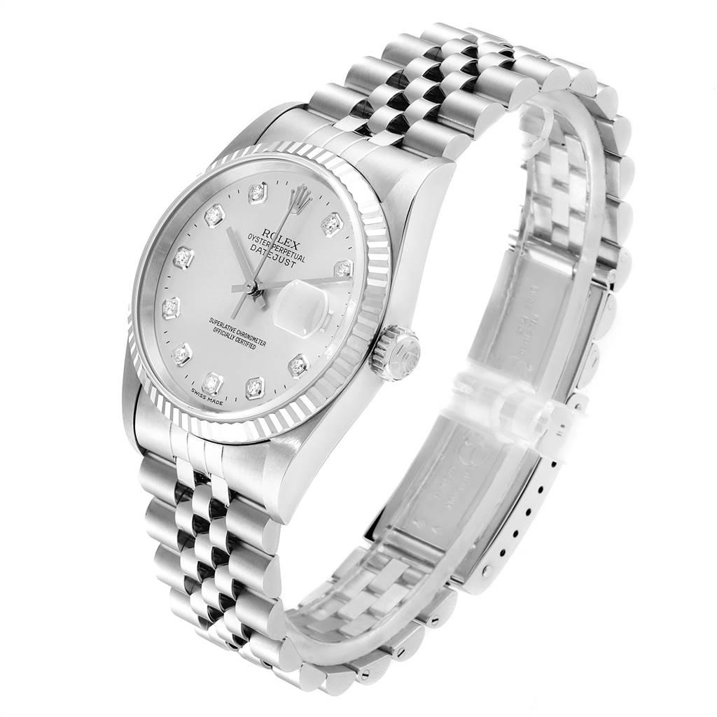 Rolex Datejust Steel White Gold Silver Diamond Dial Men's Watch 16234 For Sale 1