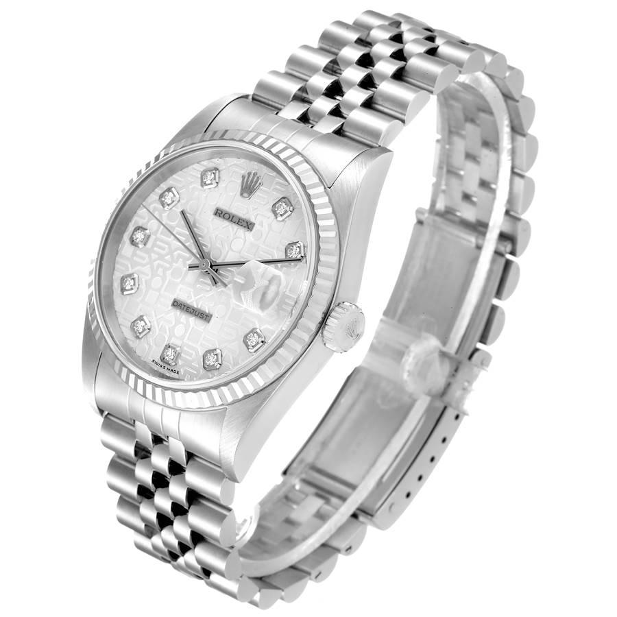 Men's Rolex Datejust Steel White Gold Silver Diamond Dial Mens Watch 16234 For Sale