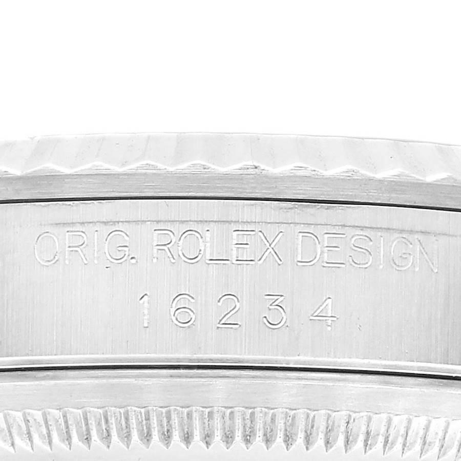 Rolex Datejust Steel White Gold Silver Diamond Dial Mens Watch 16234 2