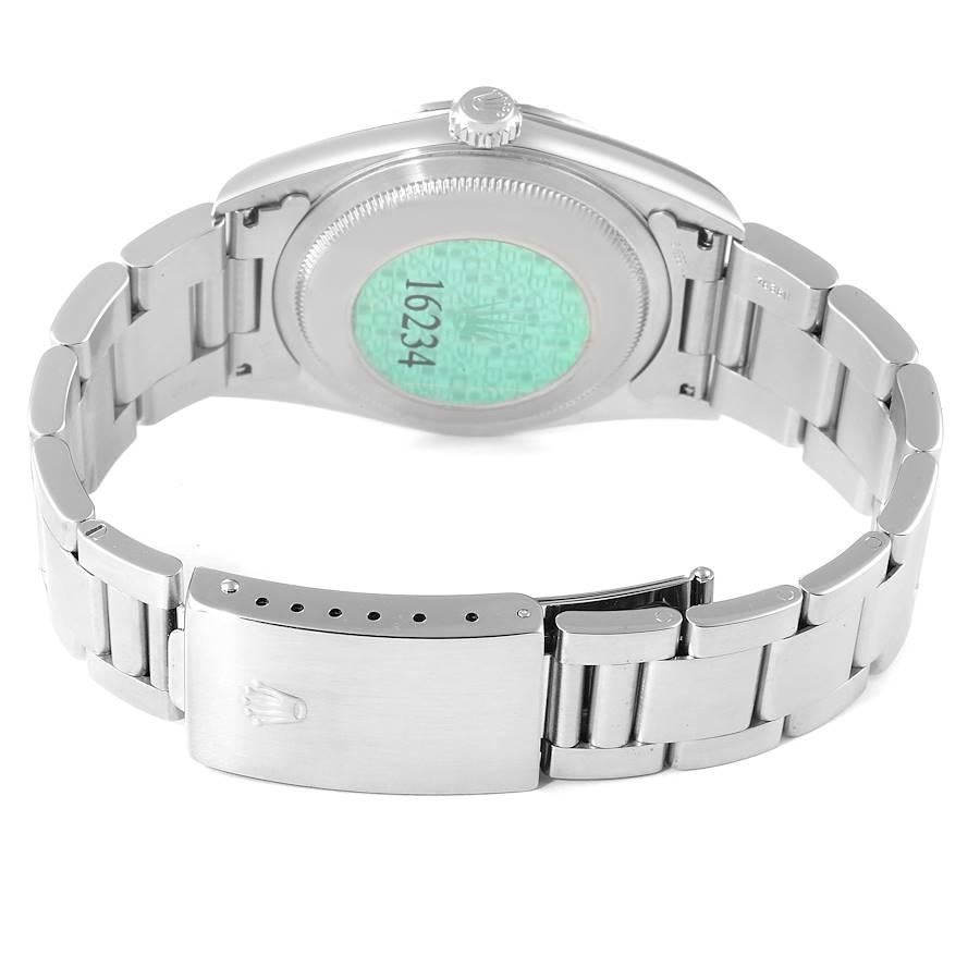 Rolex Datejust Steel White Gold Silver Diamond Dial Mens Watch 16234 3