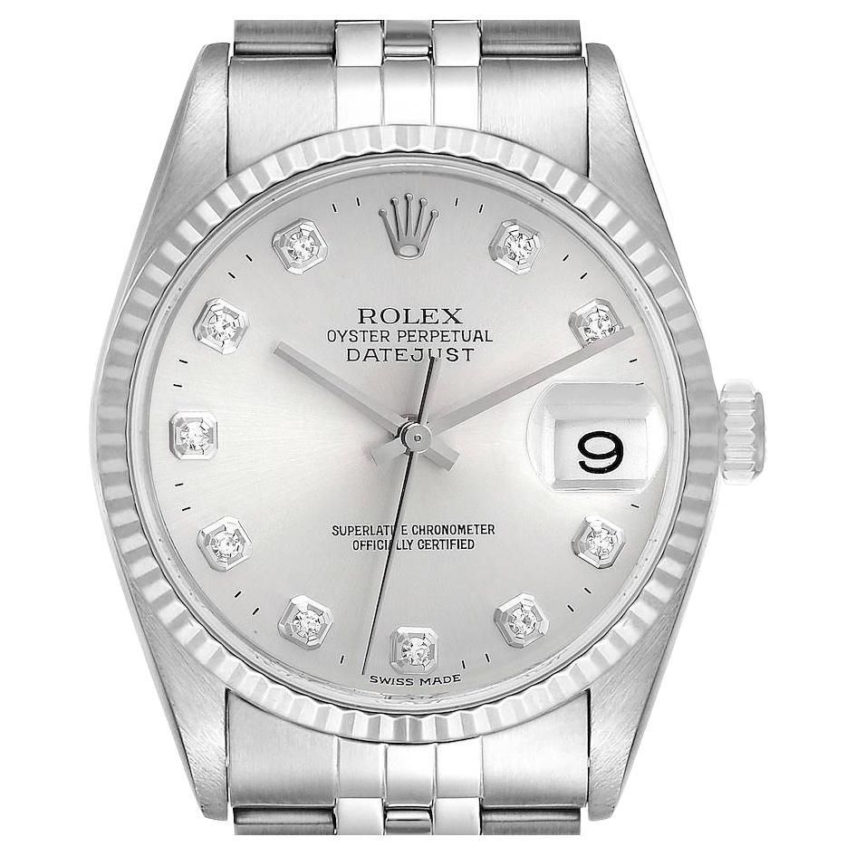 Rolex Datejust Steel White Gold Silver Dial Fluted Bezel Men's Watch ...