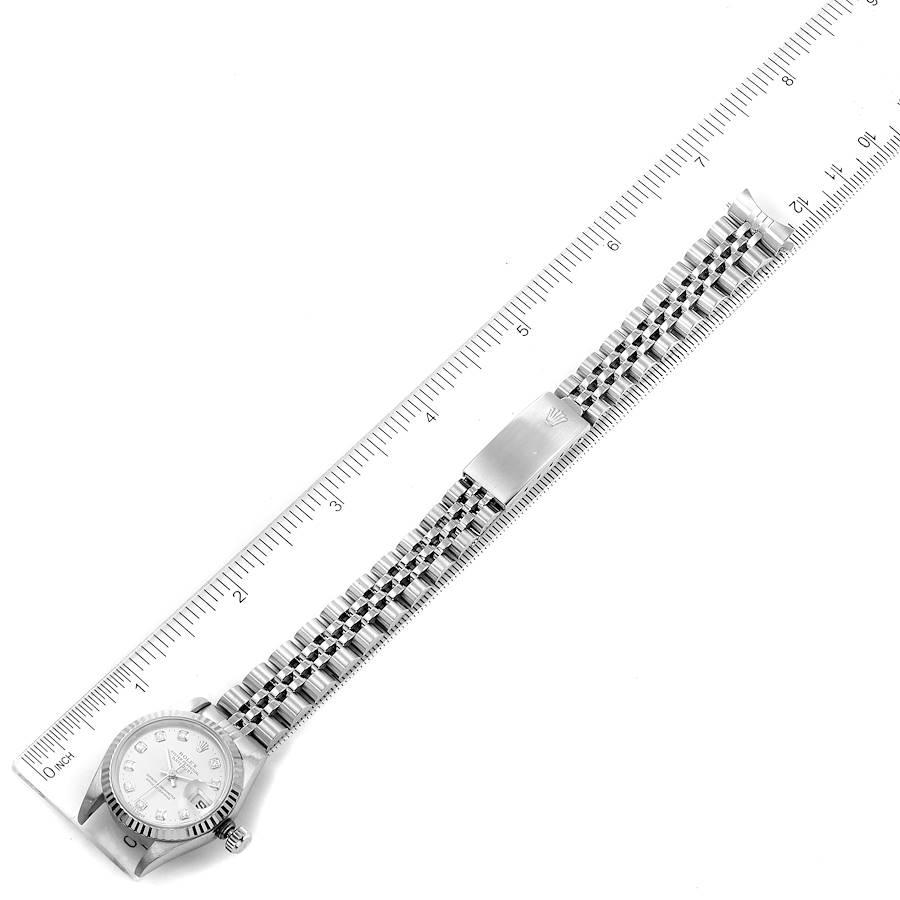 Rolex Datejust Steel White Gold Silver Diamond Dial Watch 69174 Box Papers For Sale 5