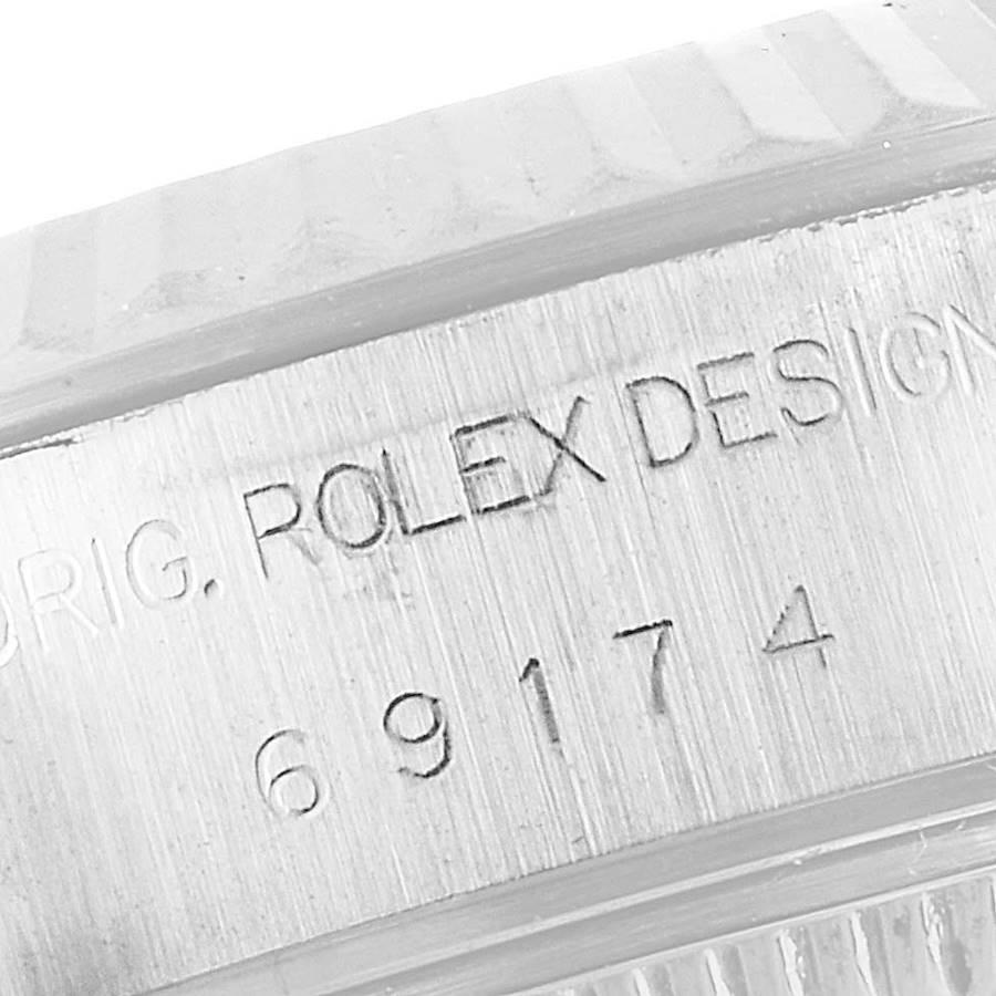 Rolex Datejust Steel White Gold Silver Diamond Dial Watch 69174 Box Papers For Sale 1