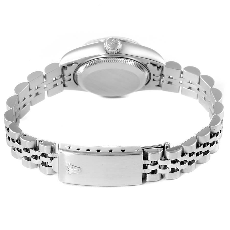 Rolex Datejust Steel White Gold Silver Diamond Dial Watch 69174 Box Papers For Sale 4