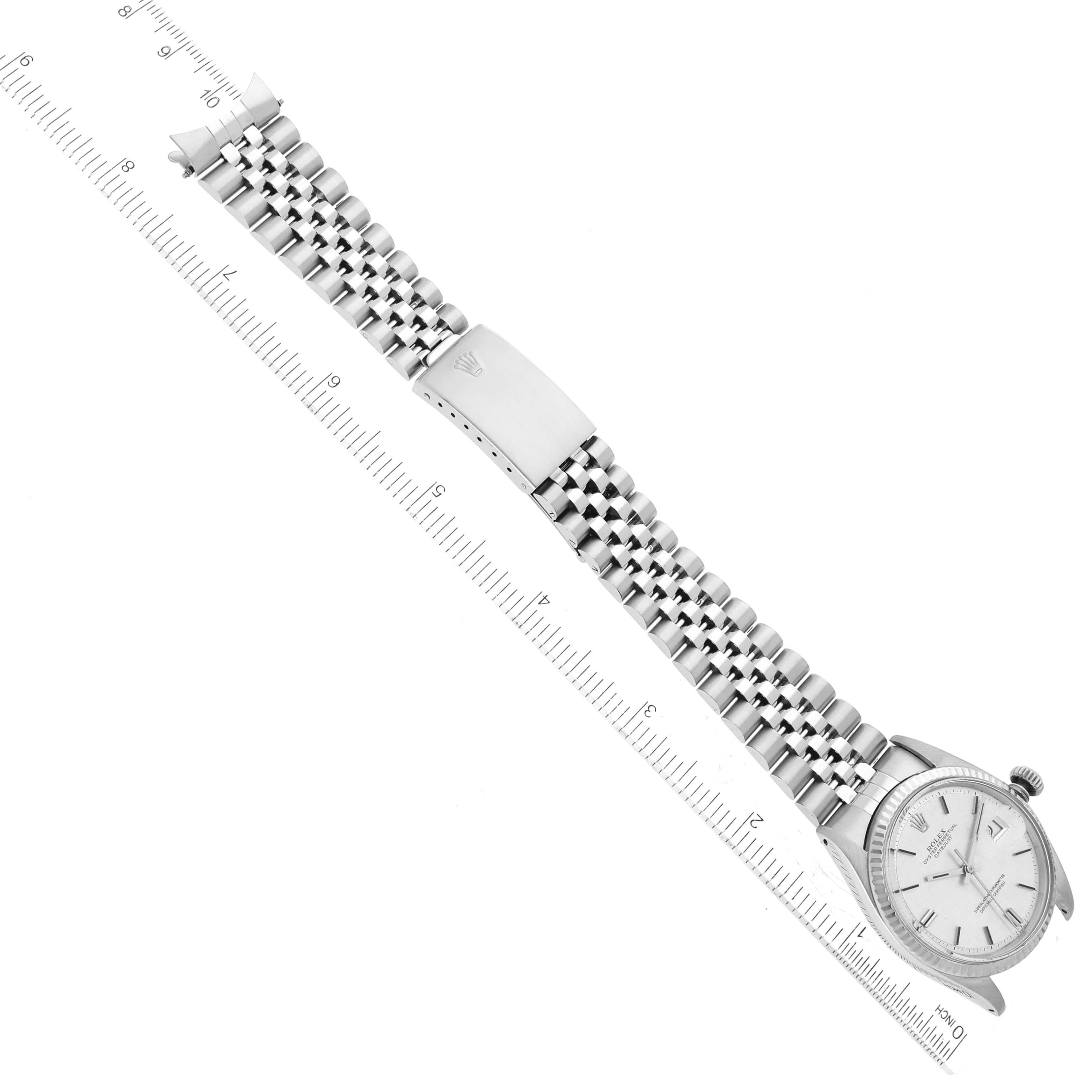 Rolex Datejust Steel White Gold Silver Linen Dial Vintage Mens Watch 1601 6