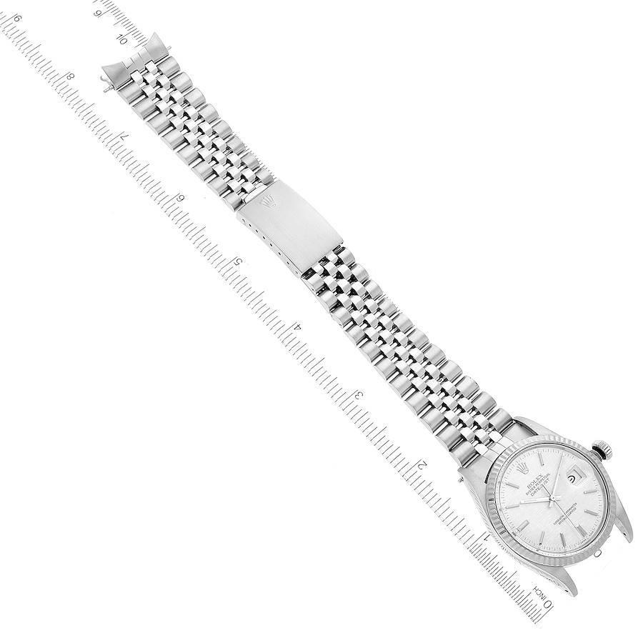 Rolex Datejust Steel White Gold Silver Linen Dial Vintage Mens Watch 16014 4