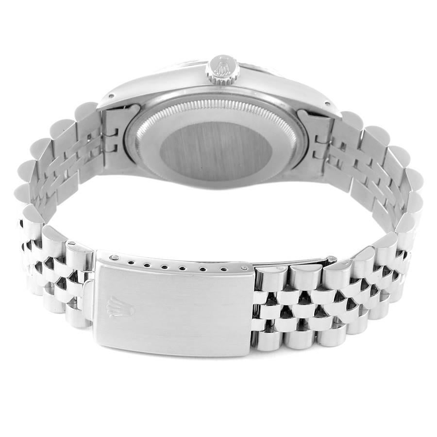 Rolex Datejust Steel White Gold Silver Linen Dial Vintage Mens Watch 16014 3
