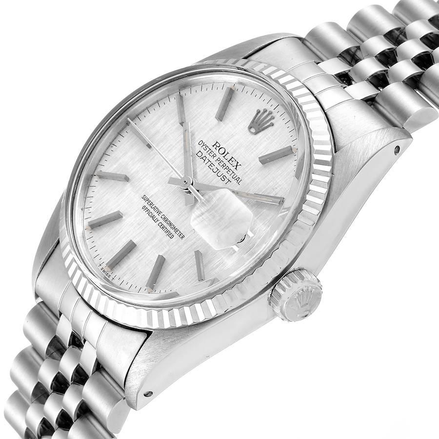 Rolex Datejust Steel White Gold Silver Linen Dial Vintage Watch 16014 1