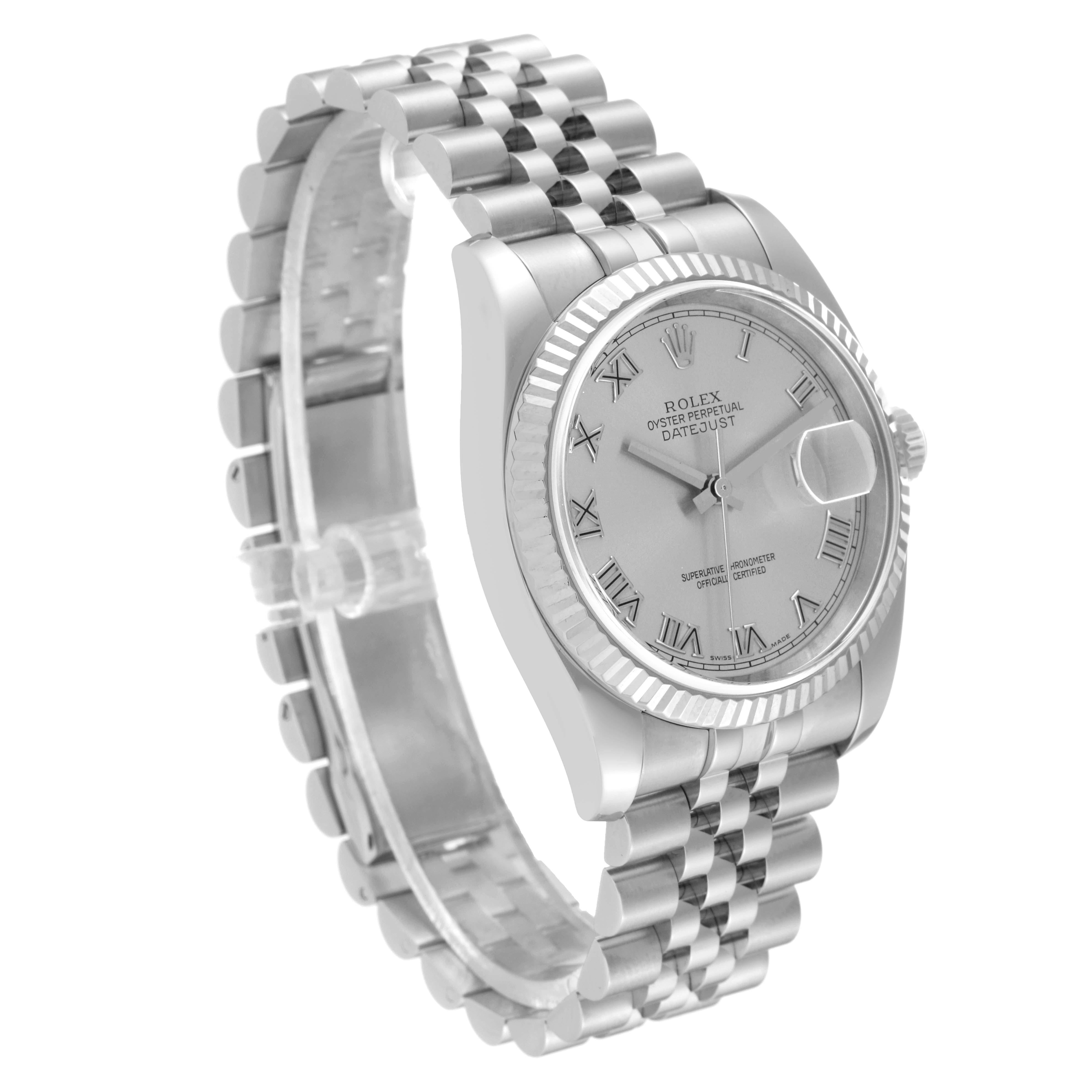Rolex Datejust Steel White Gold Silver Roman Dial Mens Watch 116234 For Sale 6