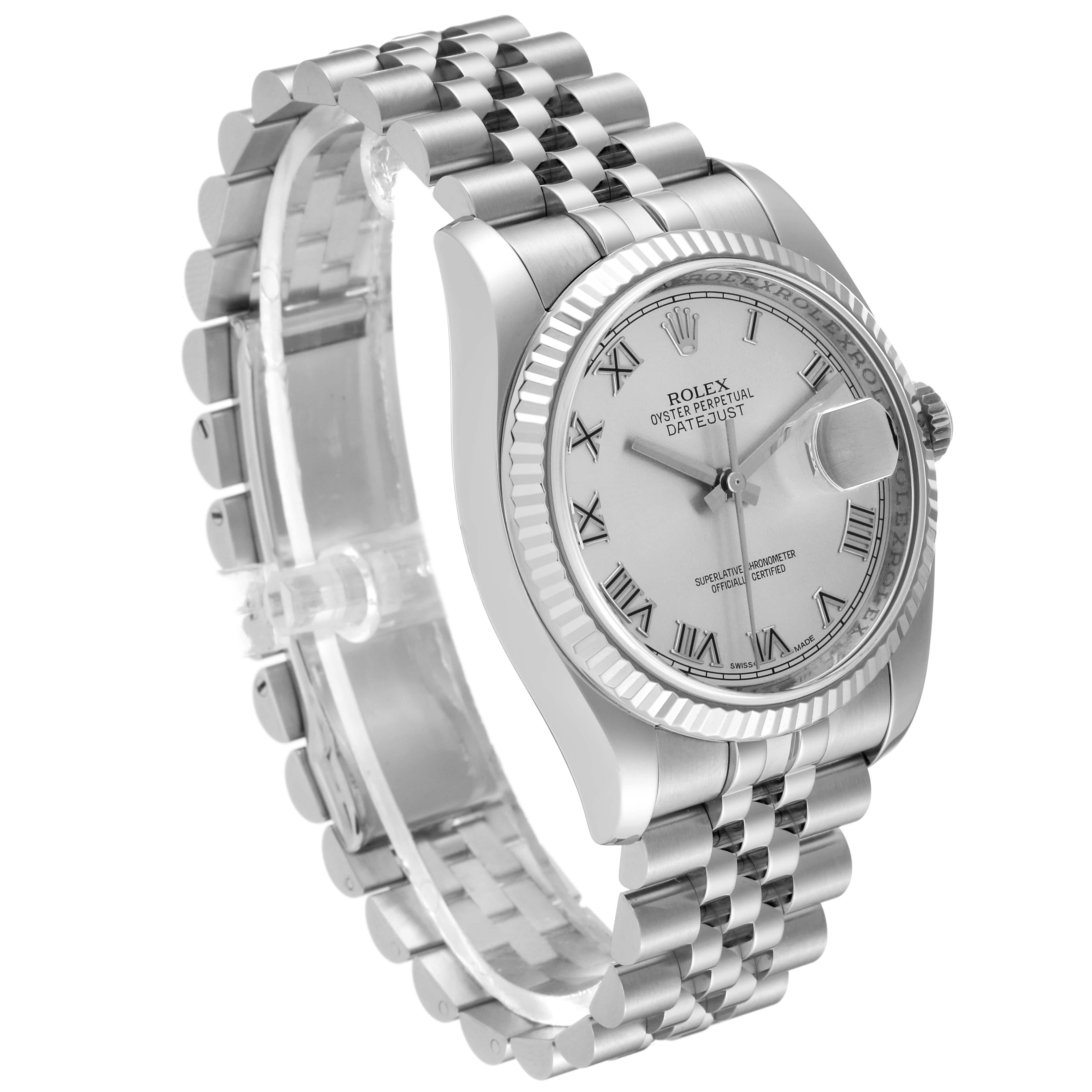 Men's Rolex Datejust Steel White Gold Silver Roman Dial Mens Watch 116234 For Sale