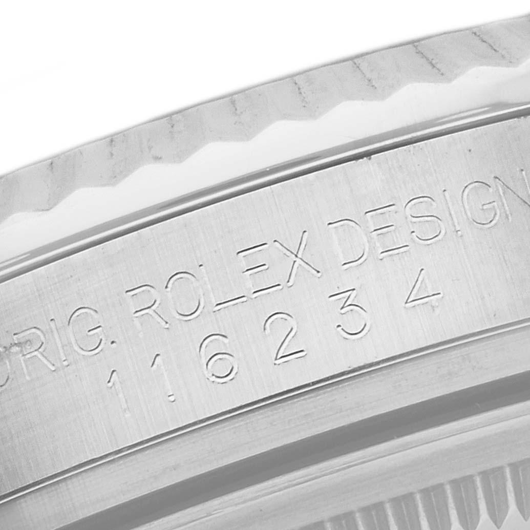 Rolex Montre Datejust en acier, or blanc et cadran romain argenté pour hommes 116234 en vente 1