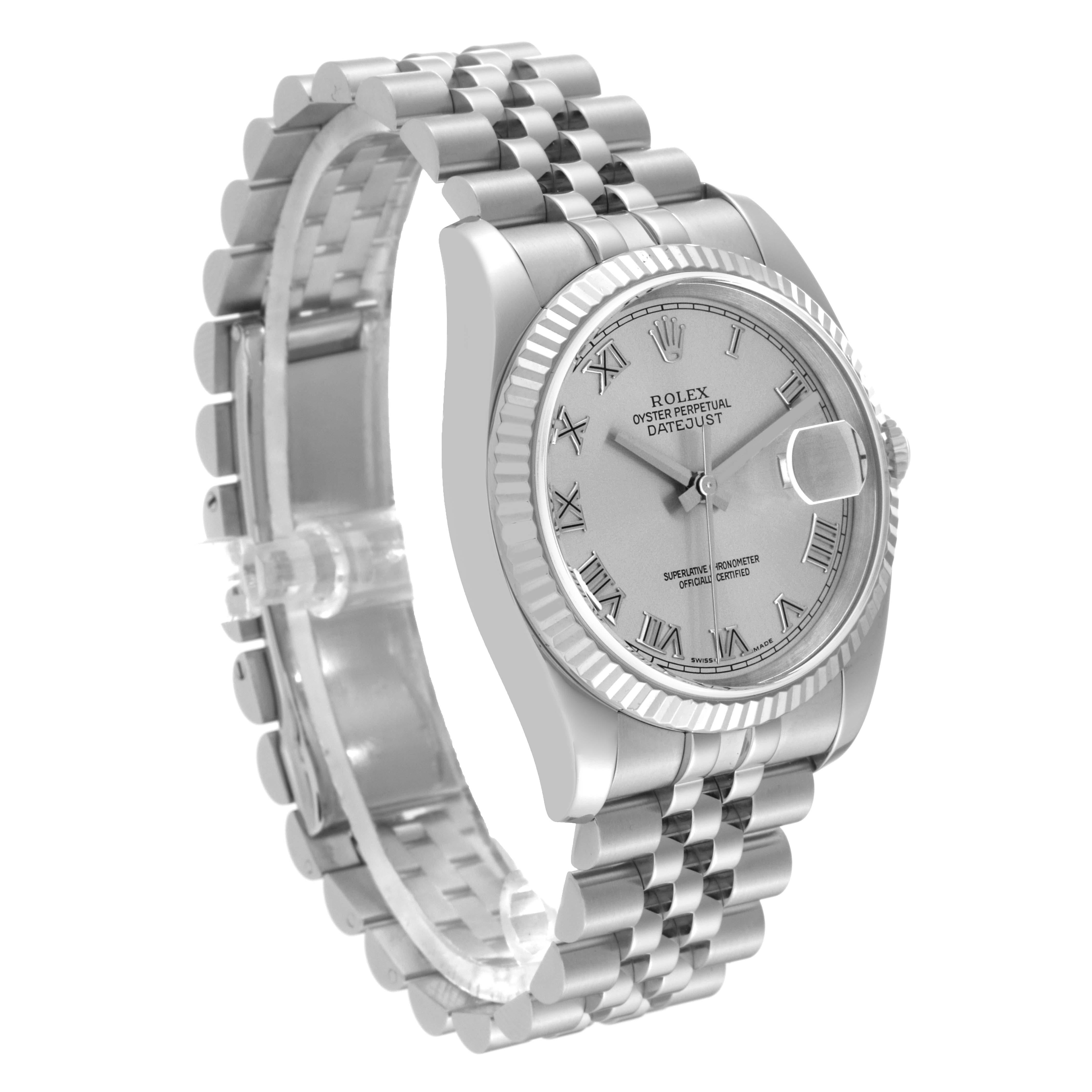 Rolex Datejust Steel White Gold Silver Roman Dial Mens Watch 116234 For Sale 2