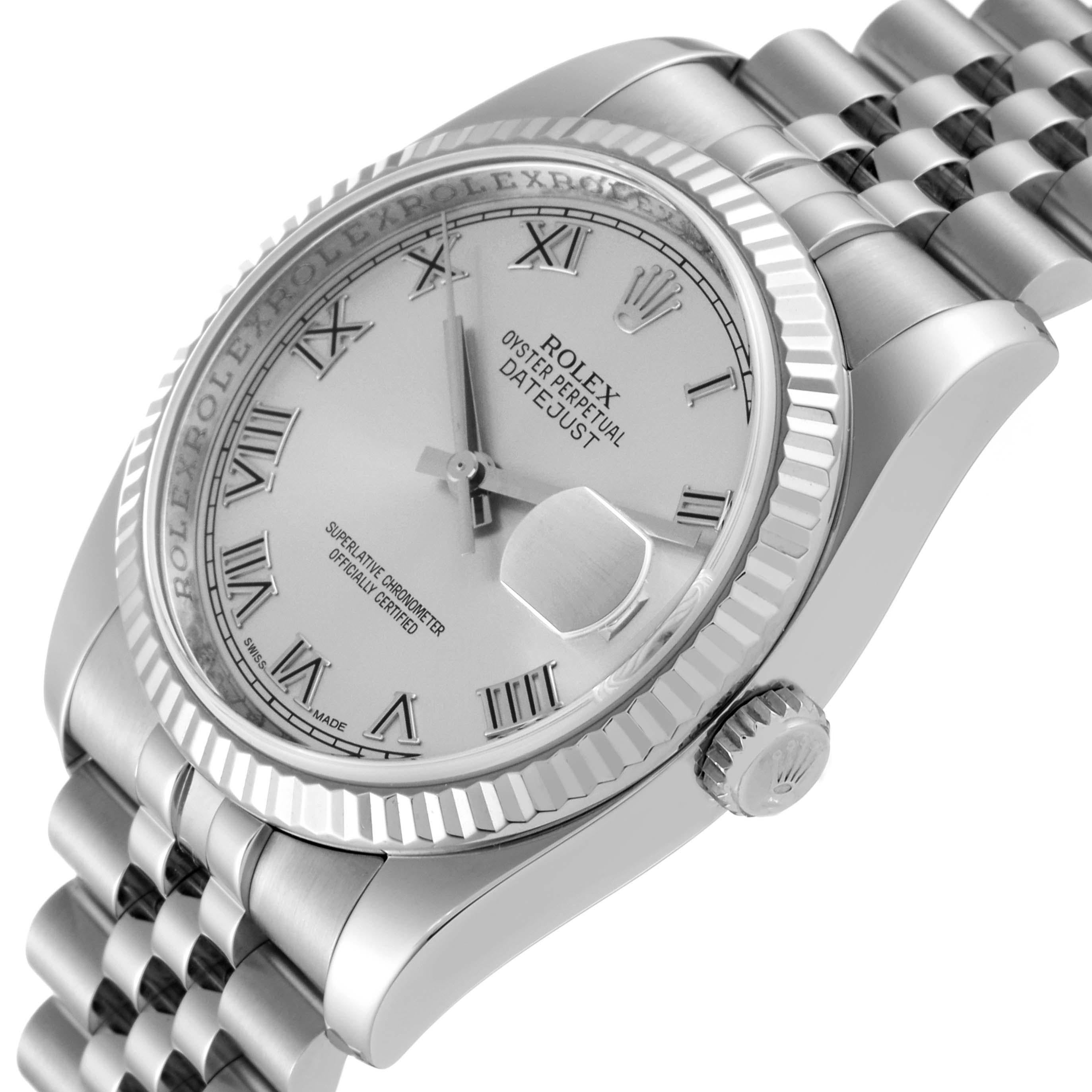 Rolex Datejust Steel White Gold Silver Roman Dial Mens Watch 116234 For Sale 3