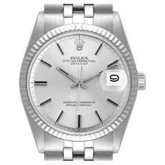 Rolex Datejust Steel White Gold Silver Sigma Dial Vintage Mens Watch 1601