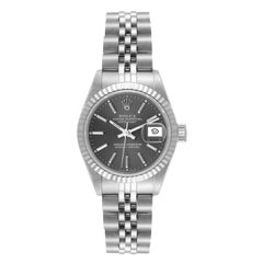 Rolex Datejust Steel White Gold Slate Tapestry Dial Ladies Watch 69174