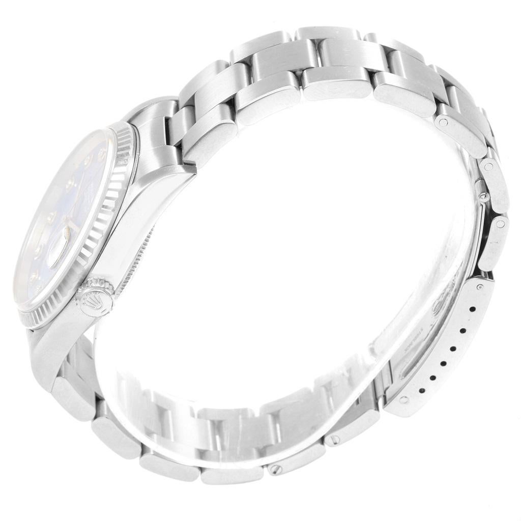 Rolex Datejust Steel White Gold Sodalite Diamond Dial Men's Watch 16234 For Sale 8