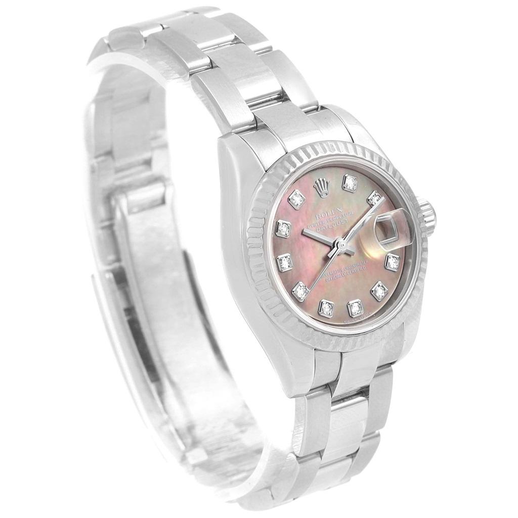 Rolex Datejust Steel White Gold Tahitian MOP Diamond Ladies Watch 179174 For Sale 1