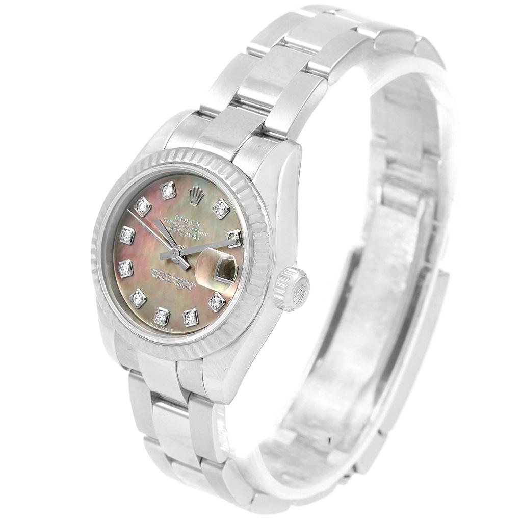 Rolex Datejust Steel White Gold Tahitian MOP Diamond Ladies Watch 179174 For Sale 2