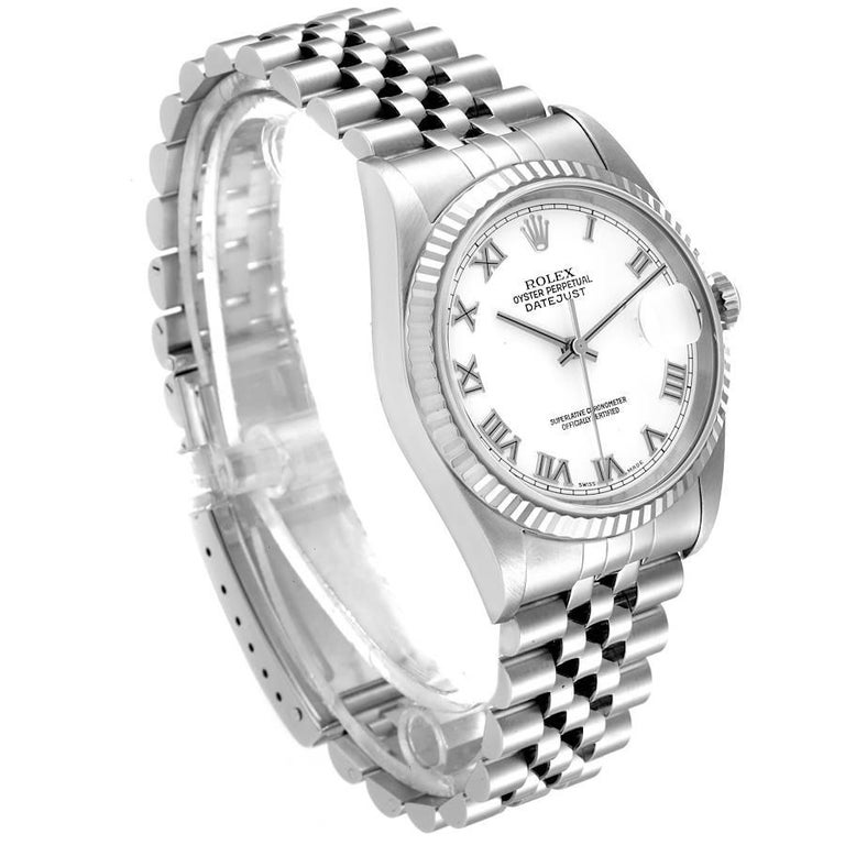 Men's Rolex Datejust Steel White Gold White Dial Jubilee Bracelet Watch 16234 For Sale