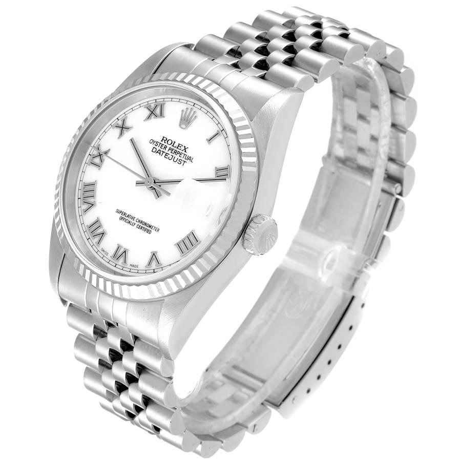 Rolex Datejust Jubiläums-Armbanduhr aus Stahl und Weißgold mit weißem Zifferblatt 16234 Herren im Angebot