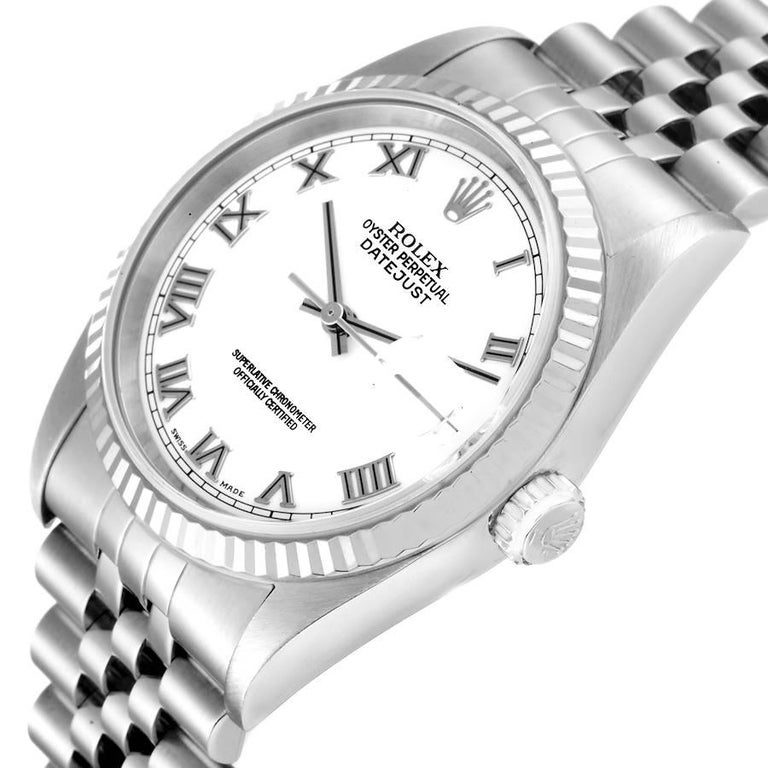 Rolex Datejust Steel White Gold White Dial Jubilee Bracelet Watch 16234 For Sale 2