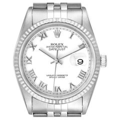 Rolex Datejust Jubiläums-Armbanduhr aus Stahl und Weißgold mit weißem Zifferblatt 16234
