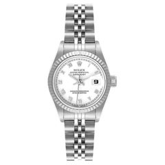 Rolex Montre Datejust en acier et or blanc avec cadran blanc, pour femmes 69174