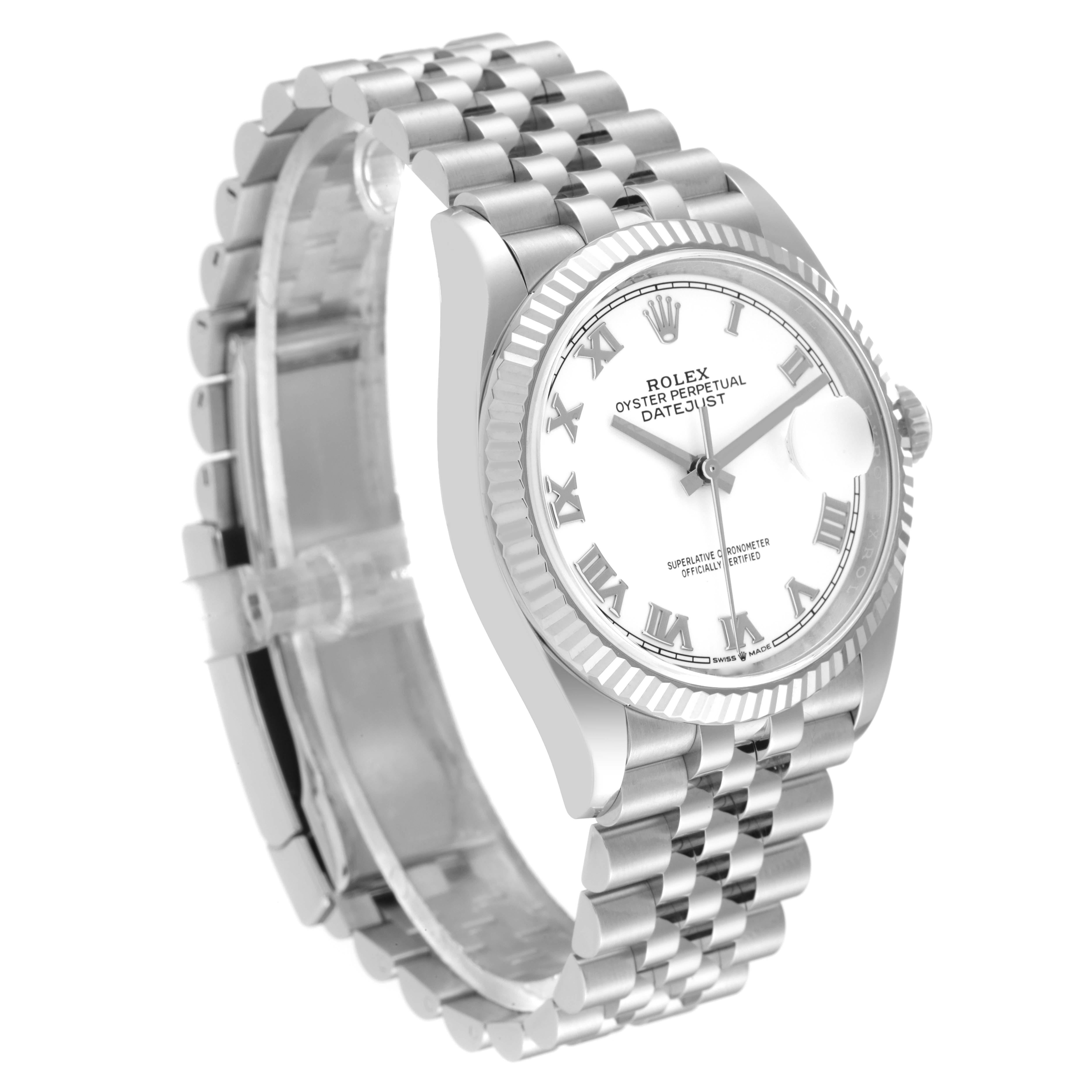 Rolex Datejust Steel White Gold White Dial Mens Watch 126234 Box Card In Excellent Condition In Atlanta, GA