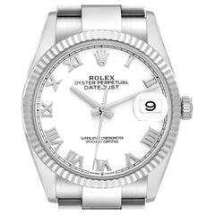 Rolex Datejust Steel White Gold White Dial Mens Watch 126234 Box Card