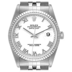 Rolex Datejust Steel White Gold White Dial Mens Watch 16234 Box Papers