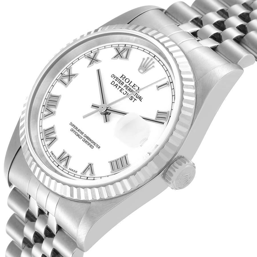 Rolex Datejust Steel White Gold White Dial Mens Watch 16234 In Excellent Condition For Sale In Atlanta, GA