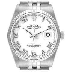 Rolex Datejust Steel White Gold White Dial Mens Watch 16234