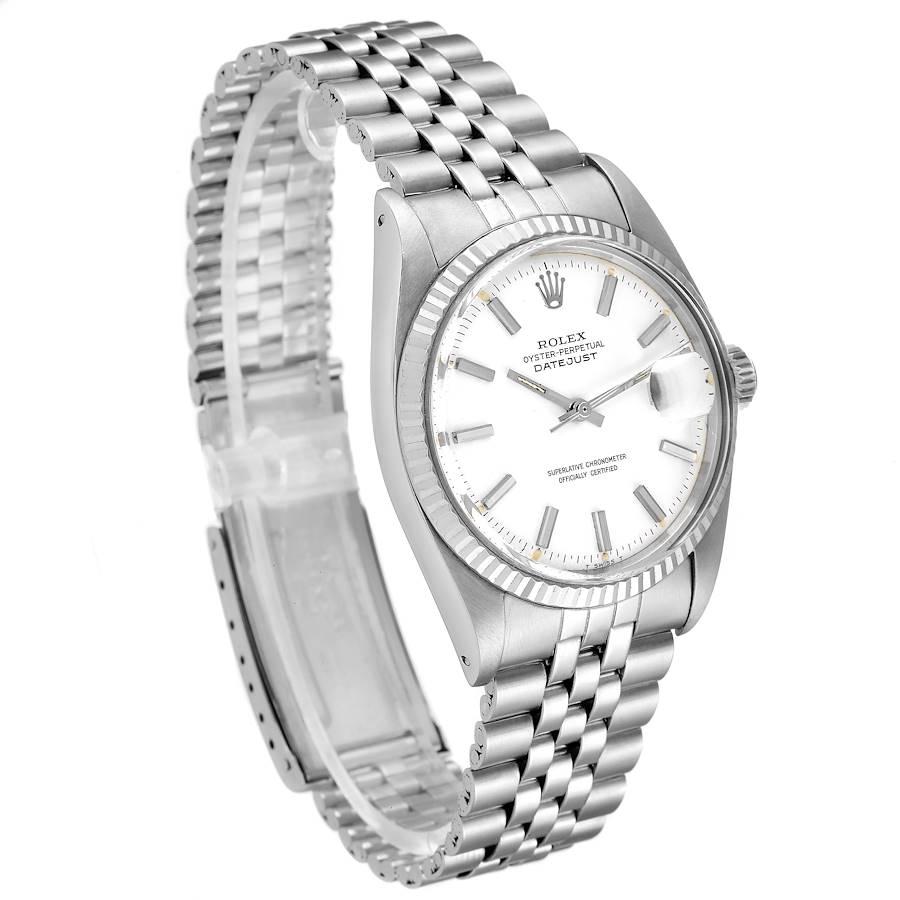 Rolex Datejust Steel White Gold White Dial Vintage Mens Watch 1601 In Good Condition For Sale In Atlanta, GA