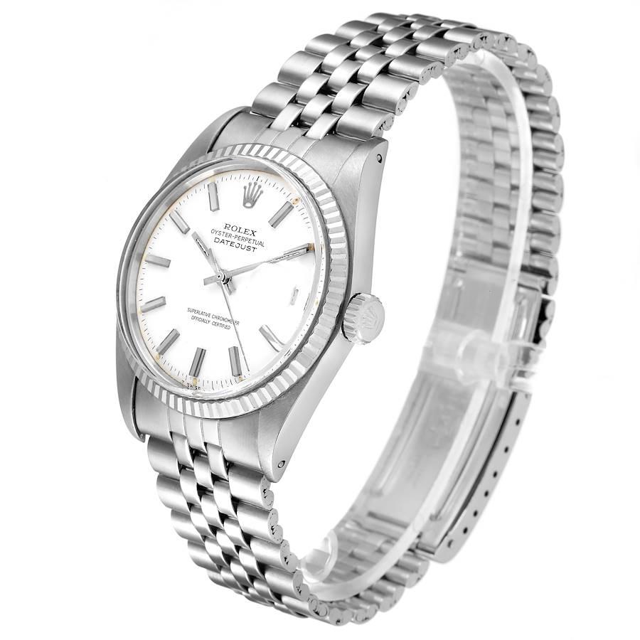 Men's Rolex Datejust Steel White Gold White Dial Vintage Mens Watch 1601 For Sale