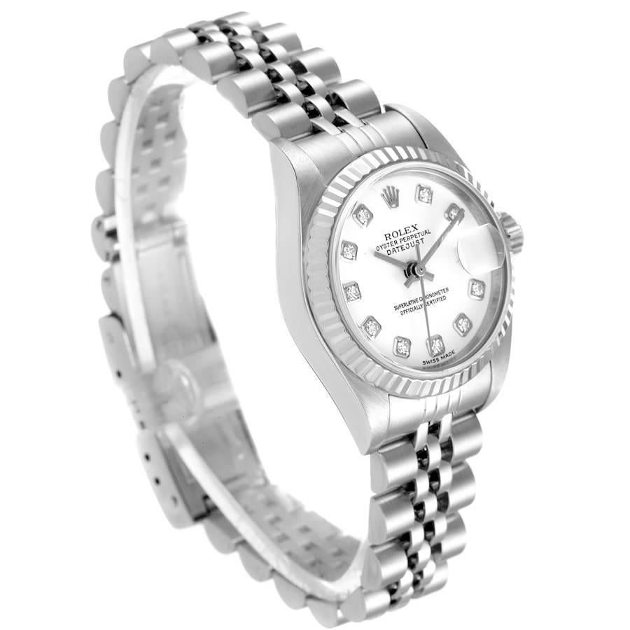 Rolex Datejust Steel White Gold White Diamond Dial Ladies Watch 79174 In Excellent Condition For Sale In Atlanta, GA