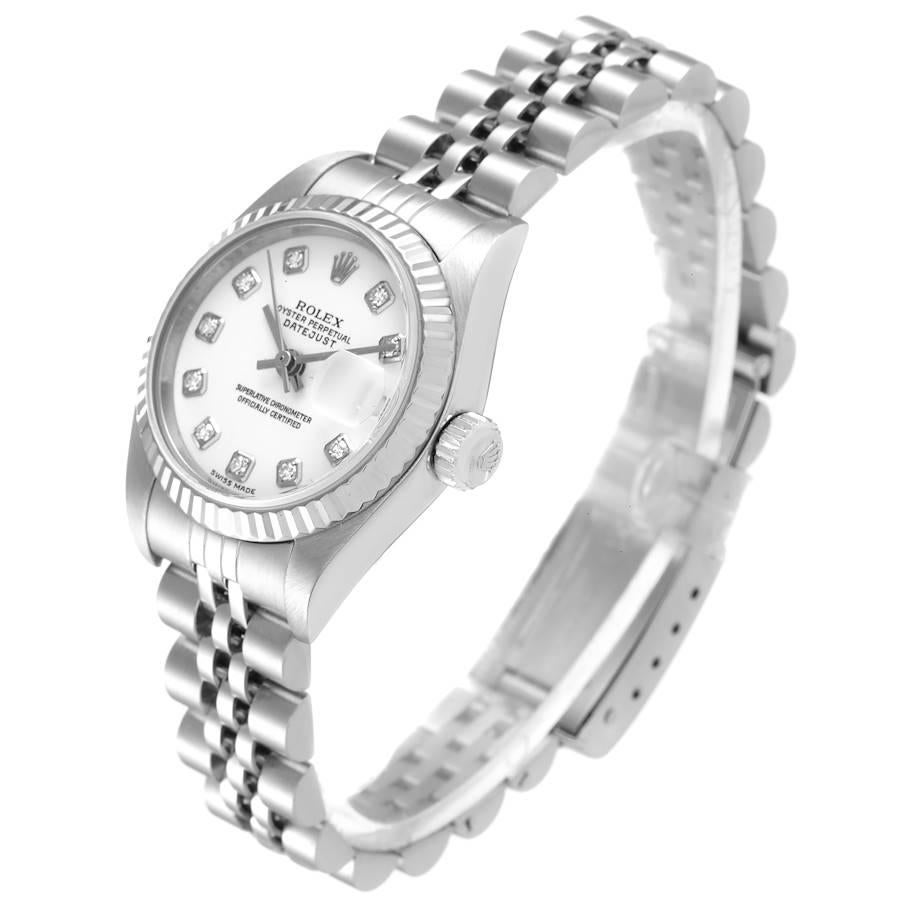 Women's Rolex Datejust Steel White Gold White Diamond Dial Ladies Watch 79174 For Sale