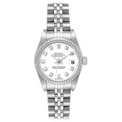 Rolex Datejust Steel White Gold White Diamond Dial Ladies Watch 79174