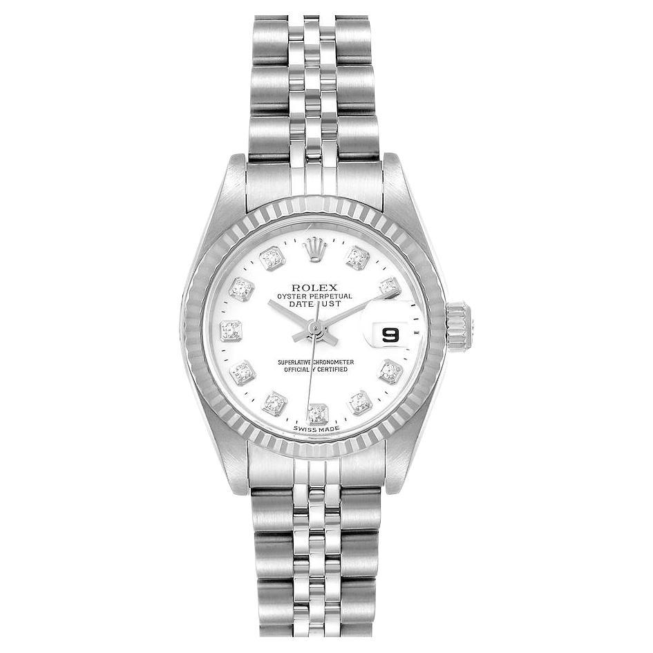 Rolex Datejust Steel White Gold White Diamond Dial Ladies Watch 79174