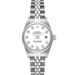 Rolex Datejust Steel White Gold White Diamond Dial Ladies Watch 79174
