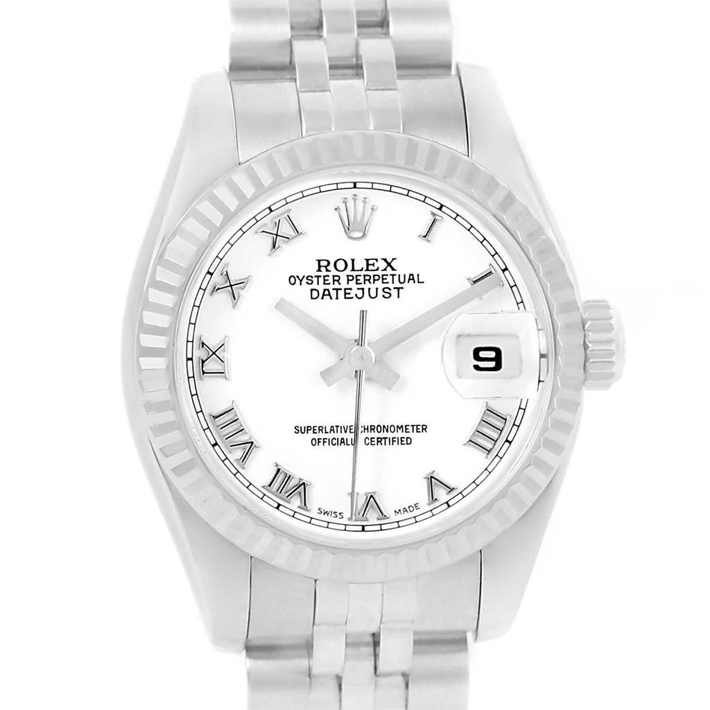 Rolex Datejust Steel White Gold White Roman Dial Ladies Watch 179174
