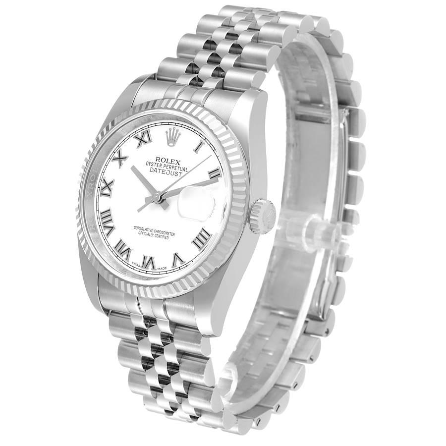 Men's Rolex Datejust Steel White Gold White Roman Dial Mens Watch 116234 Box Card