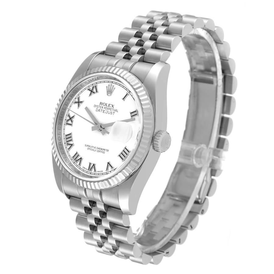Men's Rolex Datejust Steel White Gold White Roman Dial Mens Watch 116234 Box Card