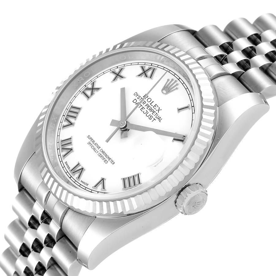 Rolex Datejust Steel White Gold White Roman Dial Mens Watch 116234 For Sale 1