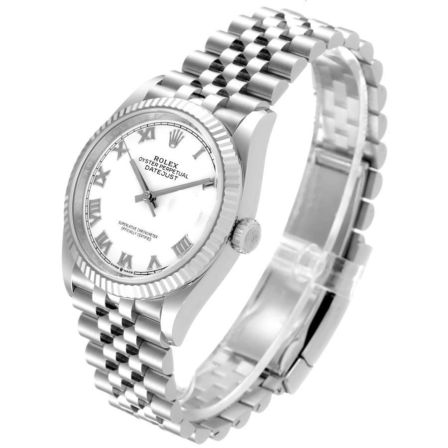 Rolex Datejust Steel White Gold White Roman Dial Mens Watch 126234 Unworn In Excellent Condition For Sale In Atlanta, GA