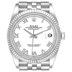 Rolex Datejust Steel White Gold White Roman Dial Mens Watch 126234 Unworn